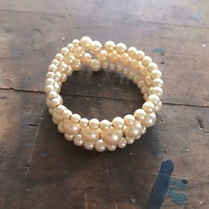 Vintage adjustable costume pearl wrap bracelet